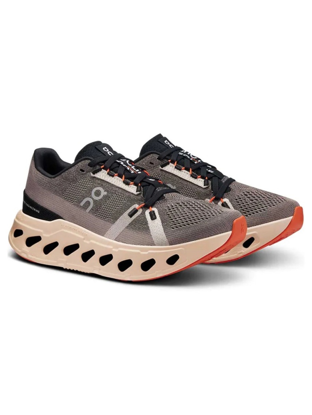 On women’s Running Shoe - Gray/Beige with Orange Accents